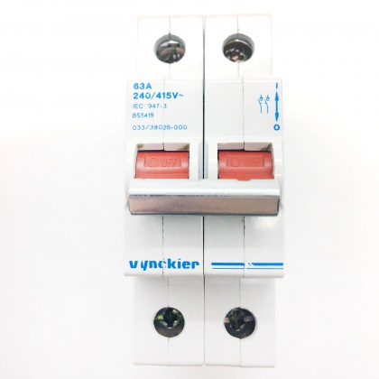 Vynckier 033/38026-000 63A 63 Amp Main Switch Isolator 2P 2 Double Pole